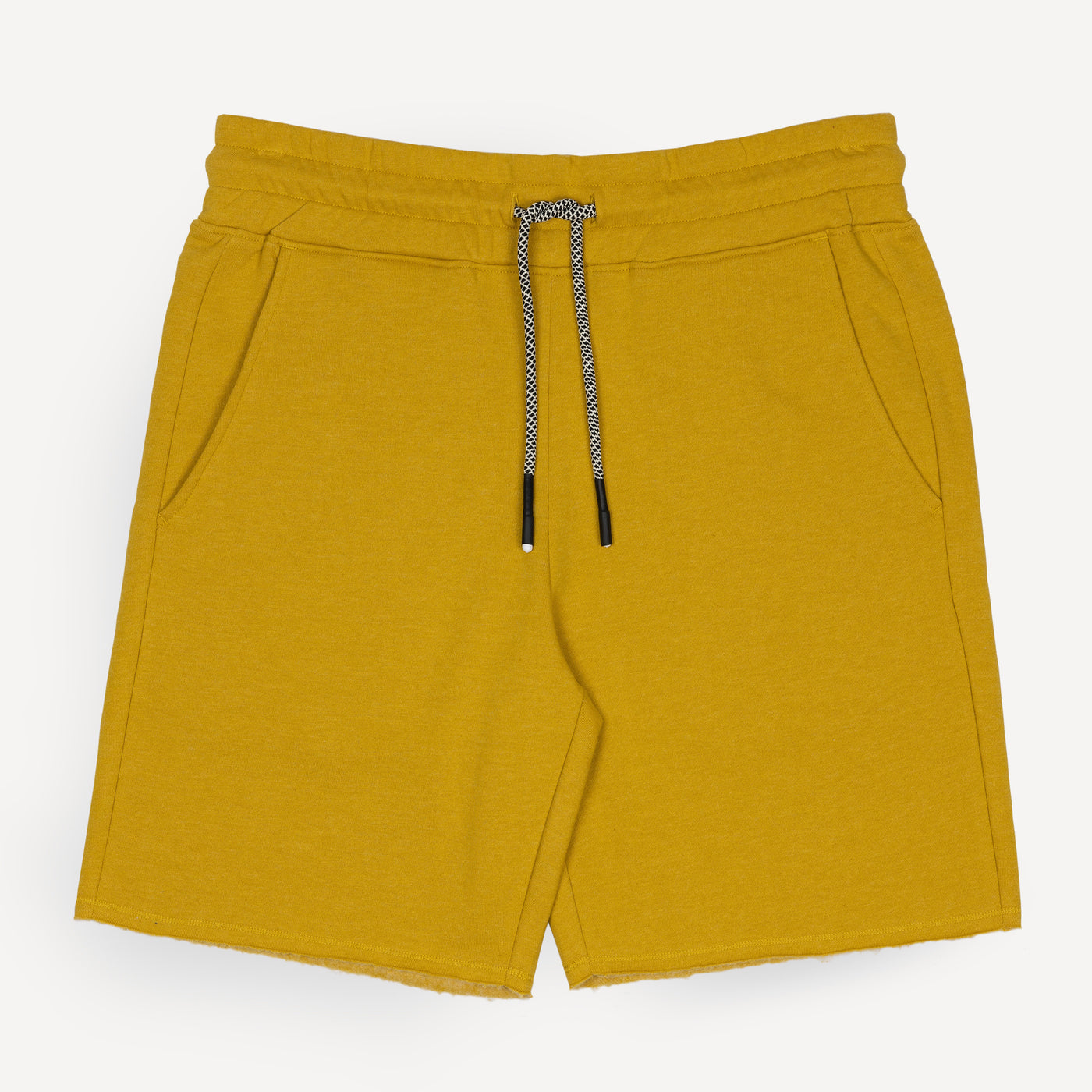 Mens Raw Edge Fleece Shorts - Lemon Curry