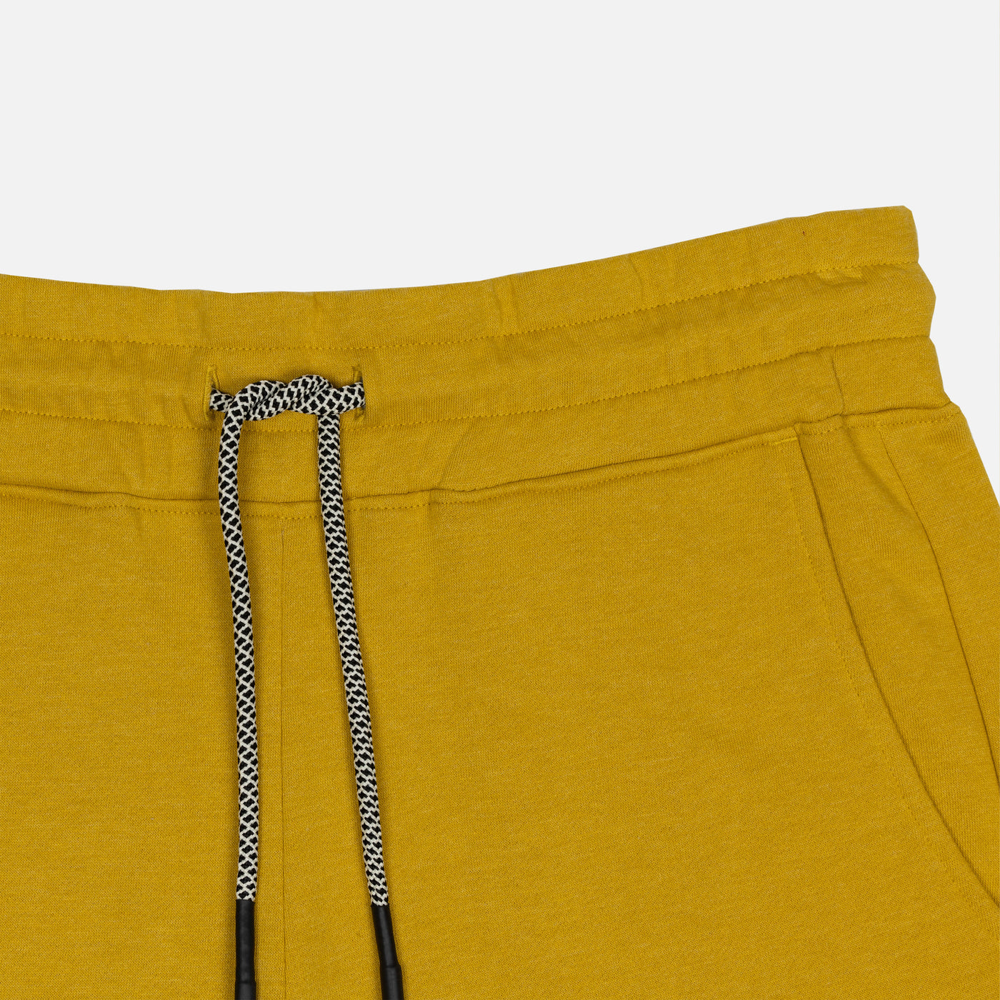 Mens Raw Edge Fleece Shorts - Lemon Curry