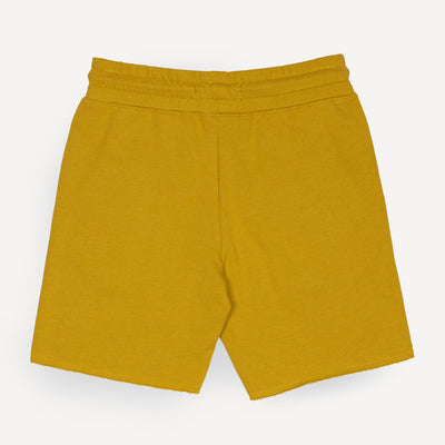 Mens Raw Edge Fleece Shorts - Lemon Curry