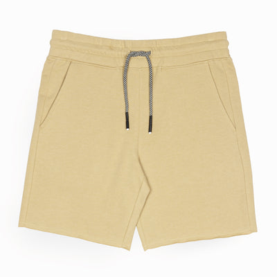 Mens Raw Edge Fleece Shorts - Pale Khaki