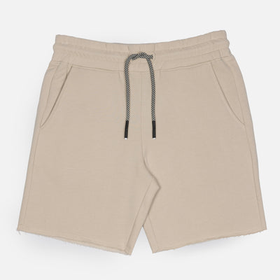 Mens Raw Edge Fleece Shorts - Oatmeal