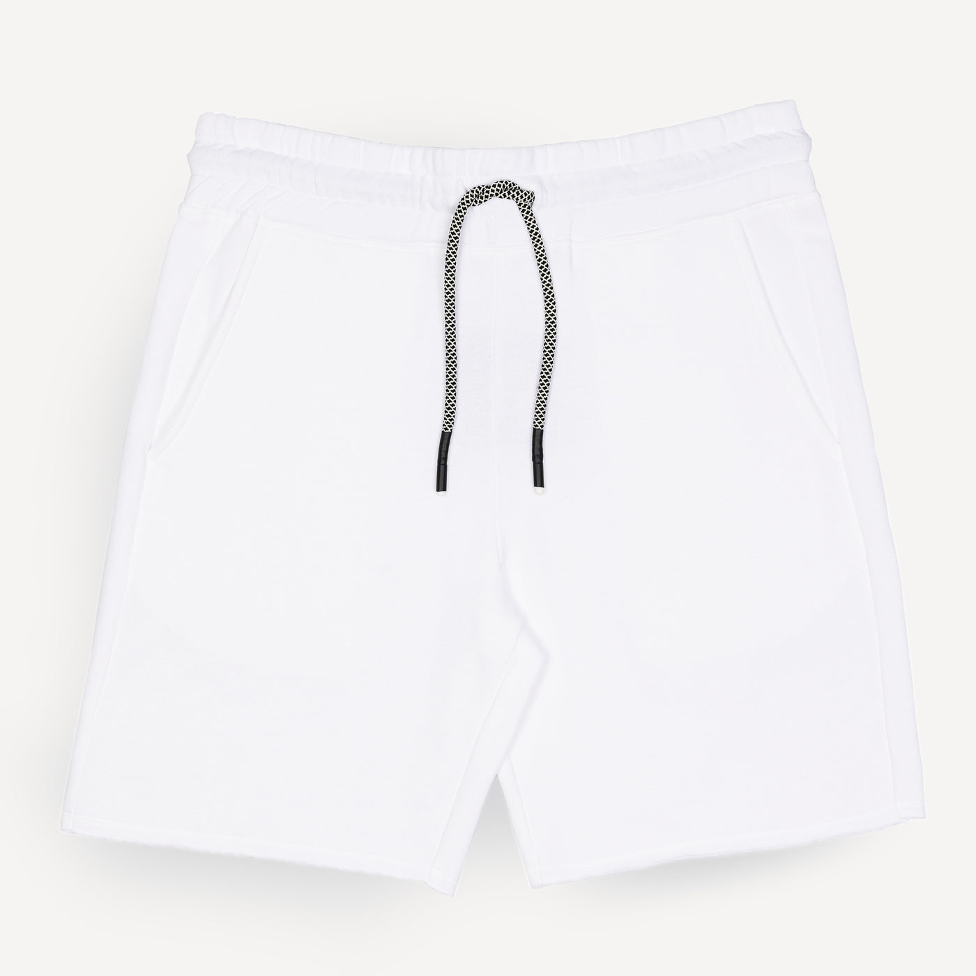 Mens Raw Edge Fleece Shorts - White