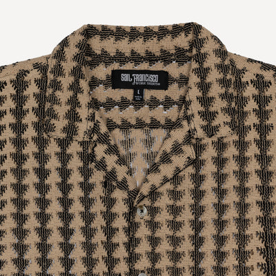 Textured Woven Crochet Camp Shirt  - Starfish / Black Arrow Tessellation