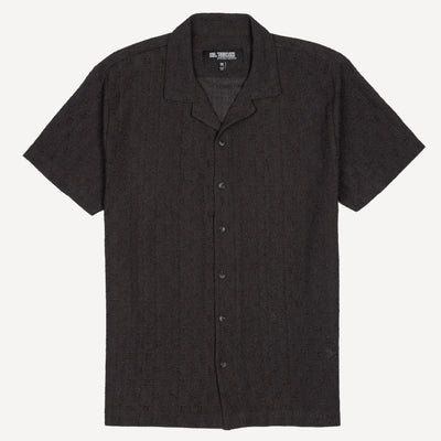 Textured Woven Eyelet Camp Shirt  - Beluga / Eyelet