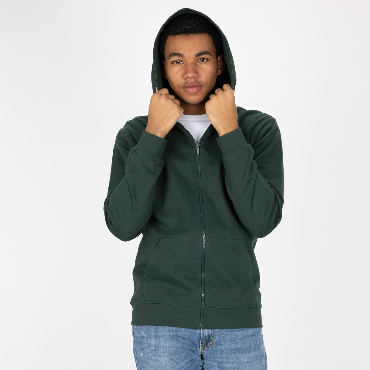 Zip Hoodie made with 100% Recycled Fiber - Green