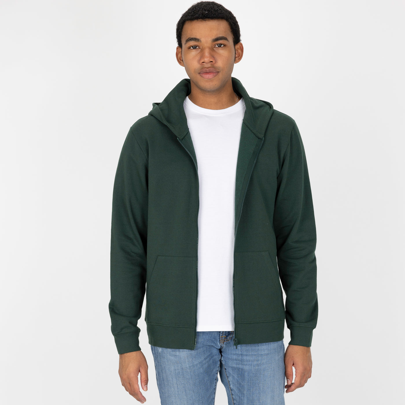 Zip Hoodie made with 100% Recycled Fiber - Green