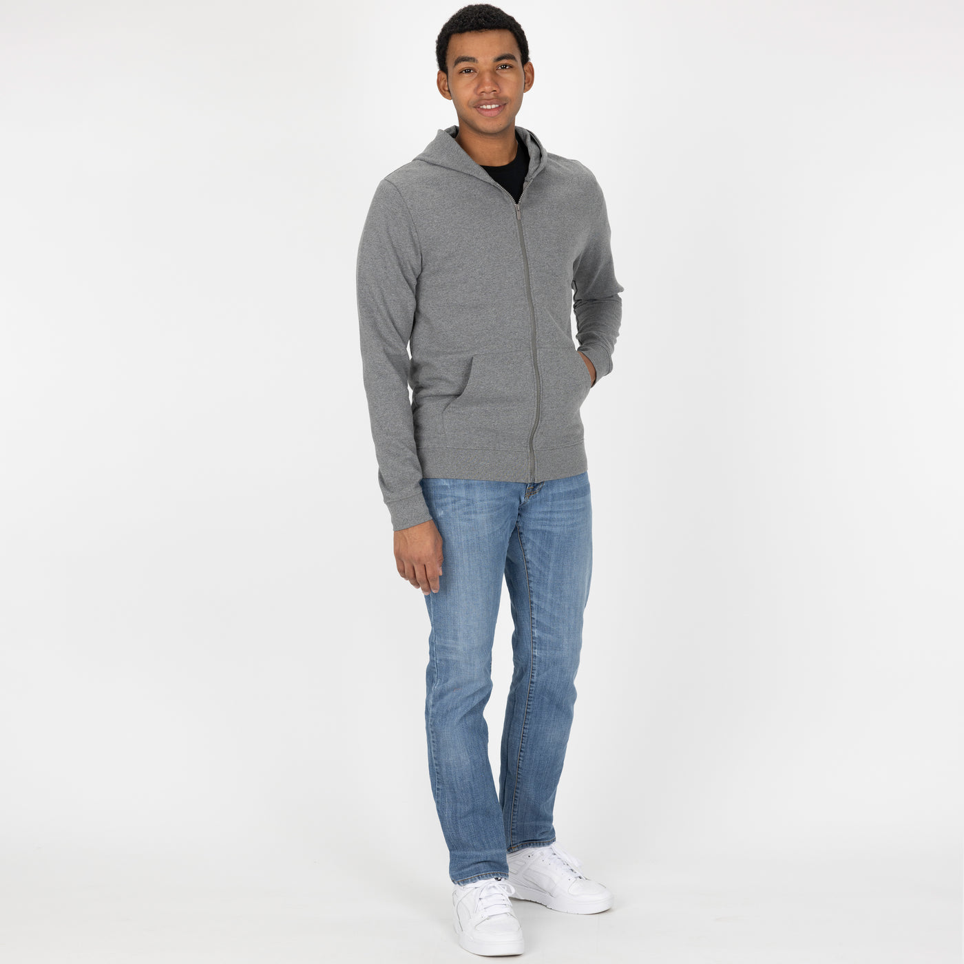 Zip Hoodie made with 100% Recycled Fiber - Heather Grey