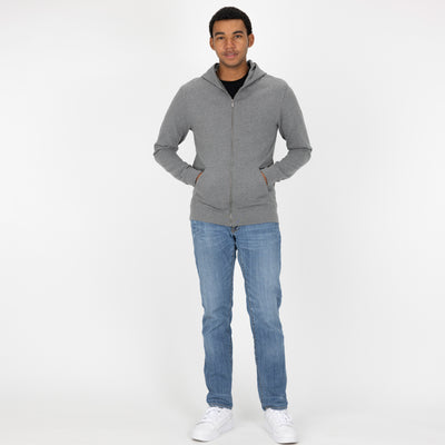 Zip Hoodie made with 100% Recycled Fiber - Heather Grey