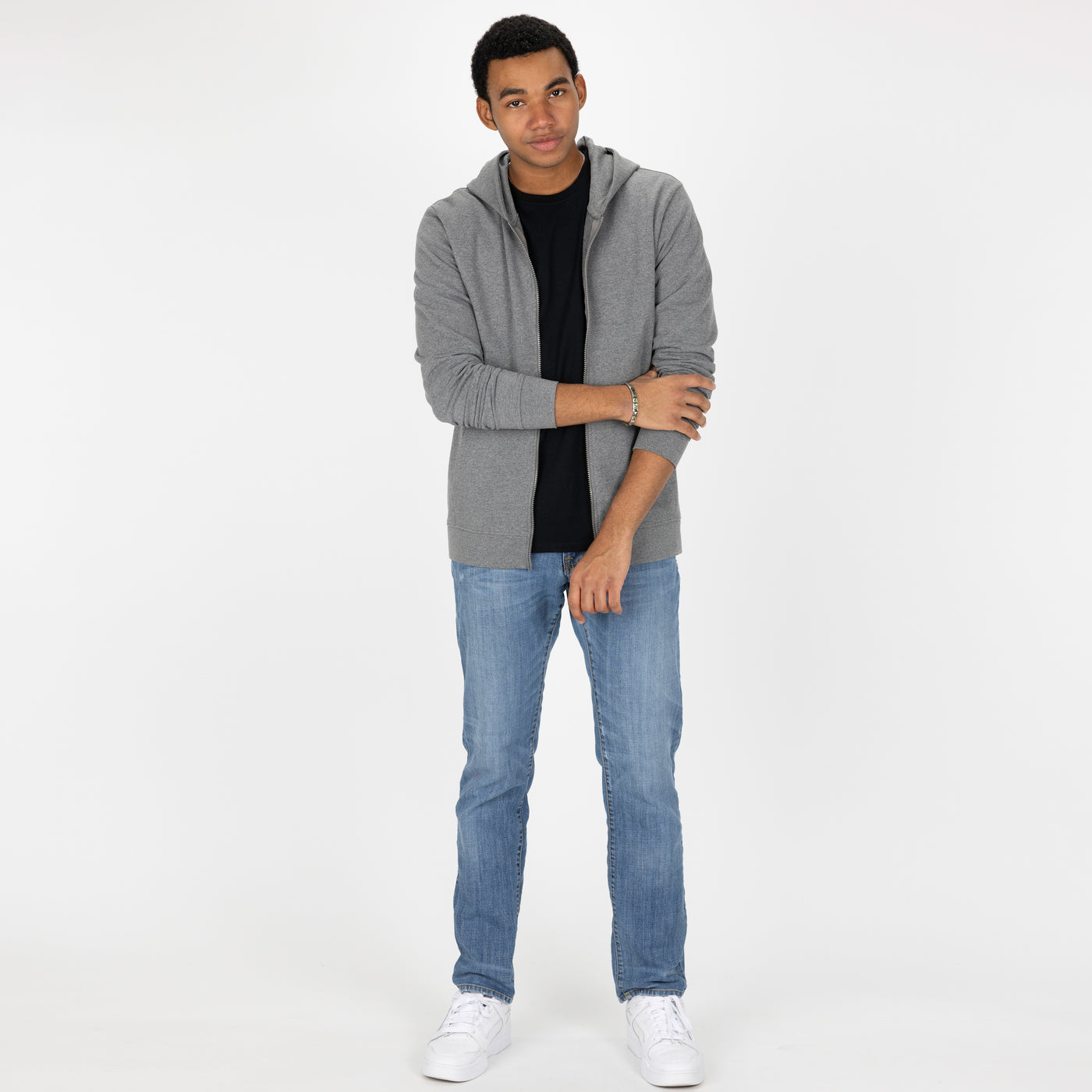 Zip Hoodie made with 100% Recycled Fiber - Heather Grey