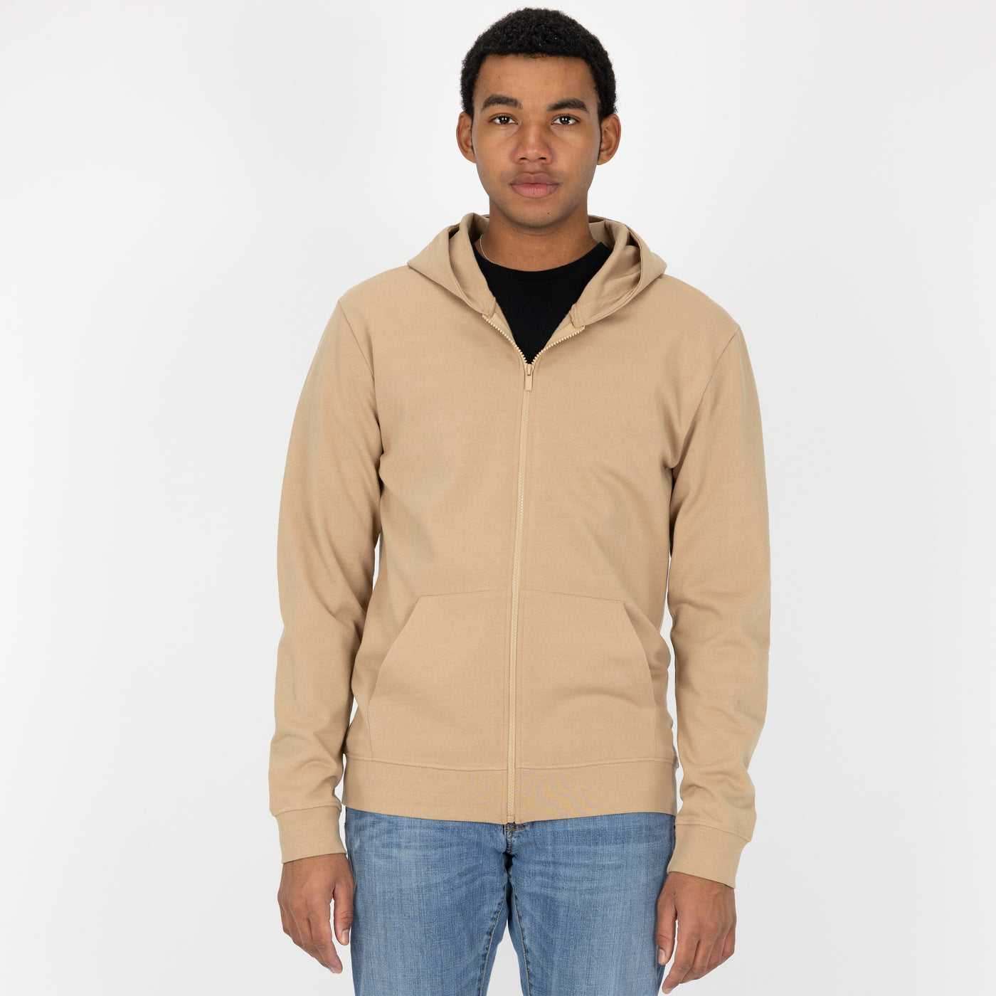 Zip Hoodie made with 100% Recycled Fiber - Tan