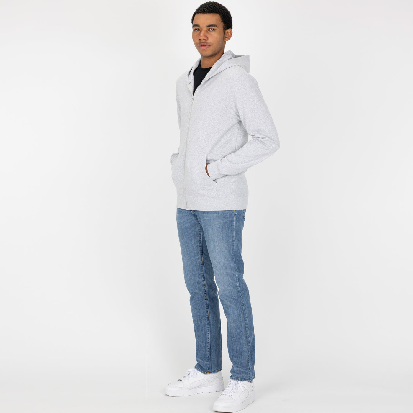 Zip Hoodie made with 100% Recycled Fiber - White Heather