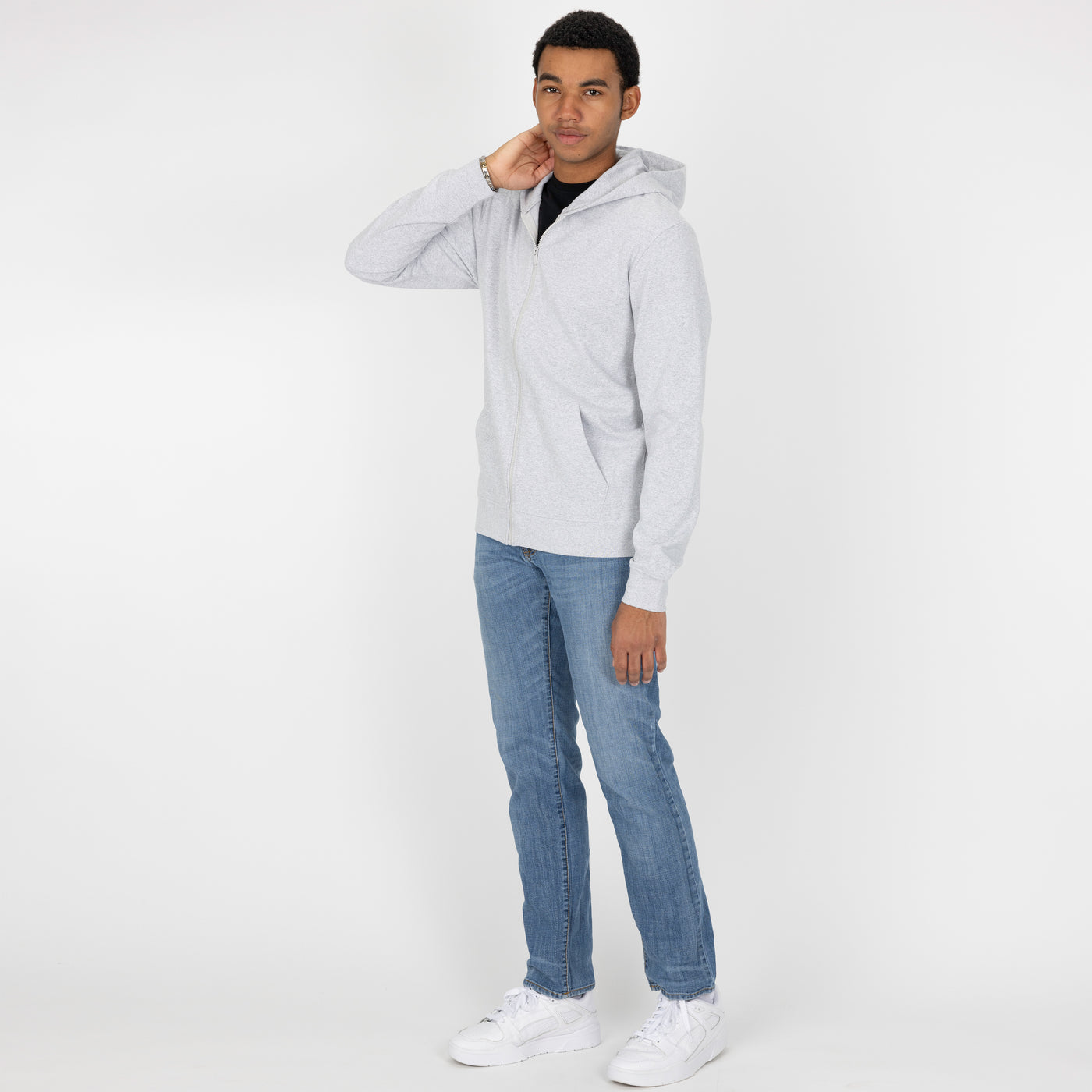 Zip Hoodie made with 100% Recycled Fiber - White Heather