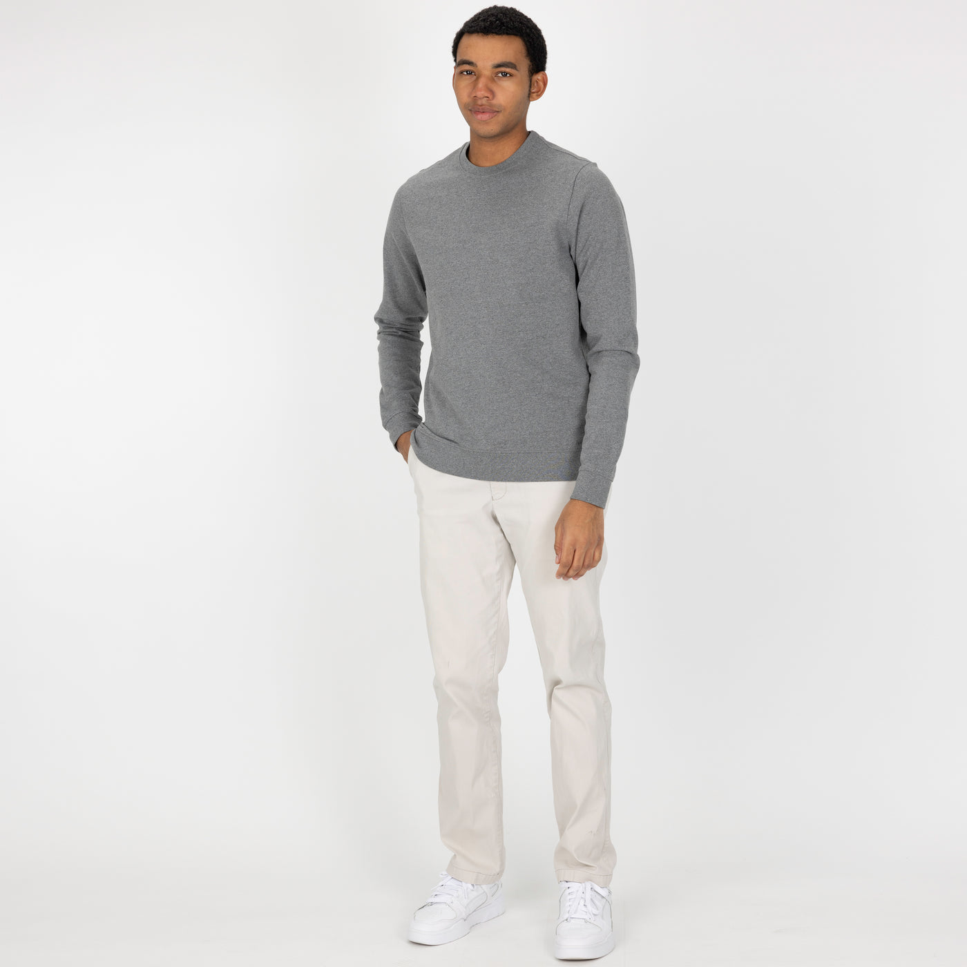 Fleece Crew made with 100% Recycled Fiber - Heather Grey