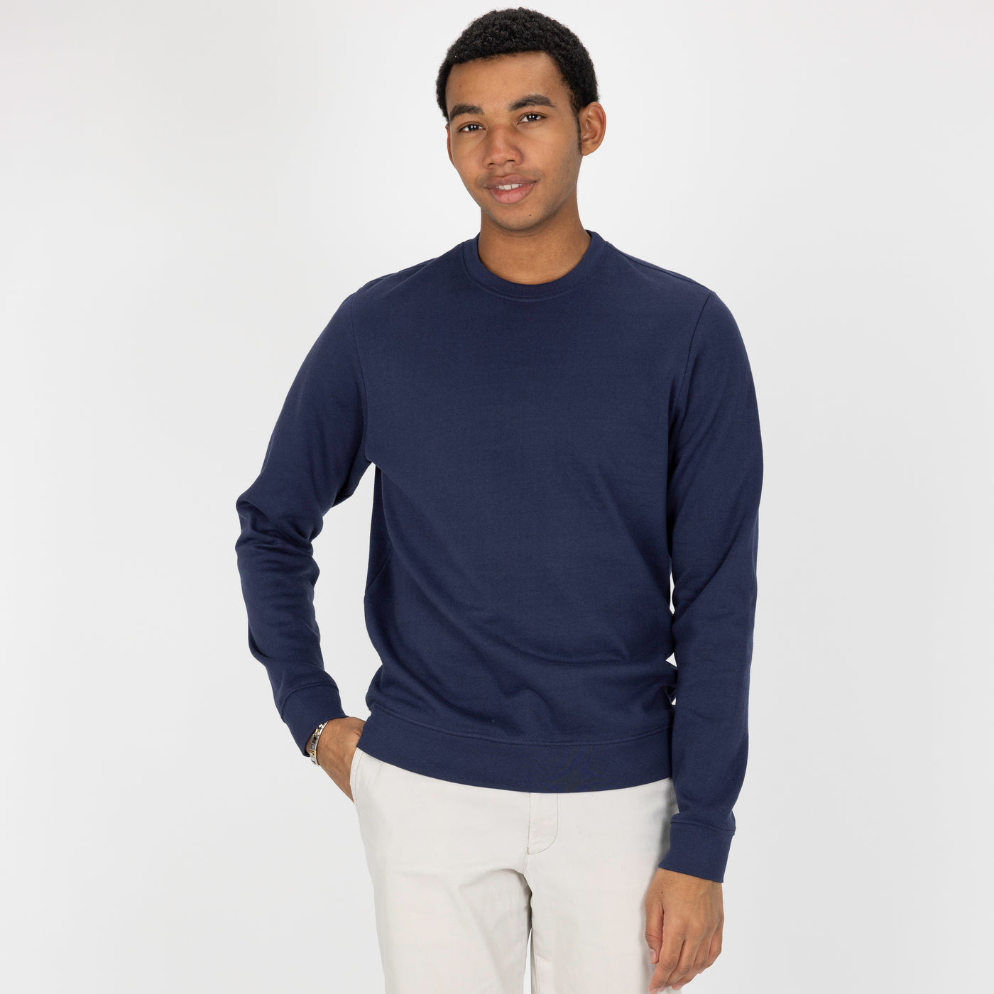 Fleece Crew made with 100% Recycled Fiber - Navy