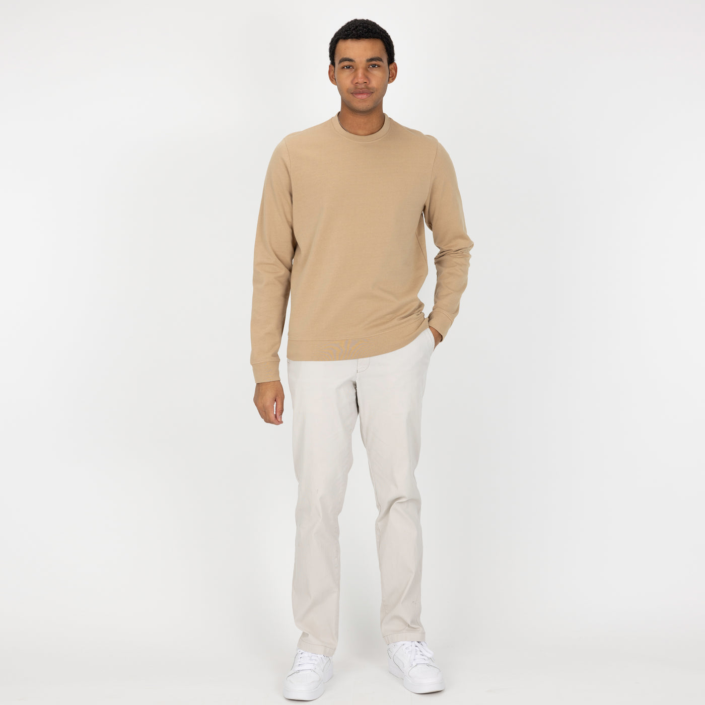 Fleece Crew made with 100% Recycled Fiber - Tan