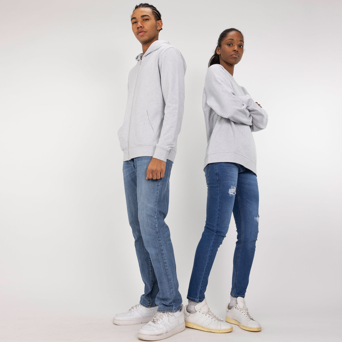 Fleece Crew made with 100% Recycled Fiber - White Heather