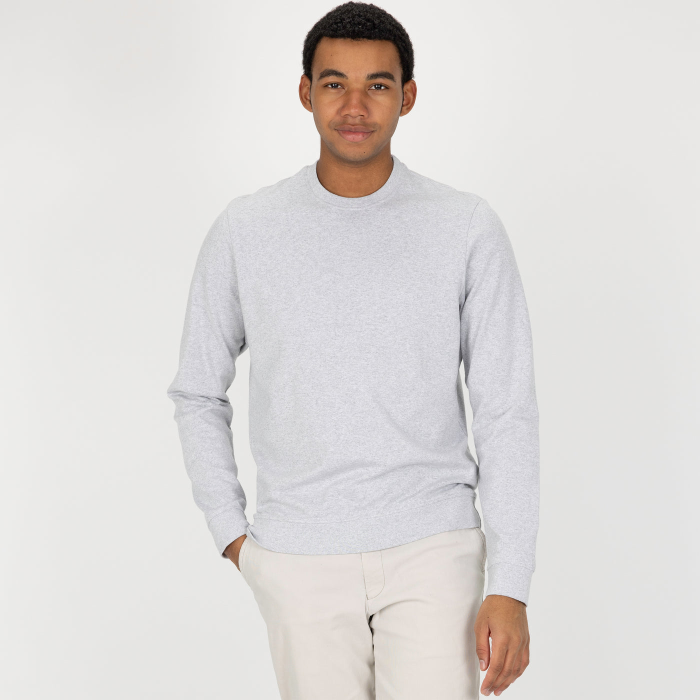 Fleece Crew made with 100% Recycled Fiber - White Heather